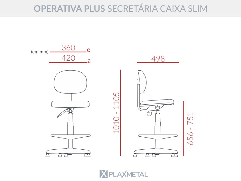 Cadeira de Escritorio Caixa Operativa Plus Slim