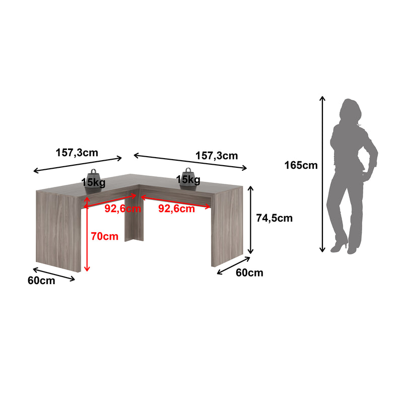 Mesa para Escritório Angular ME4116 Carvalho
