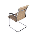 CADEIRA MILÃO FIXA BAIXA EM PU CARAMELO BASE CROM