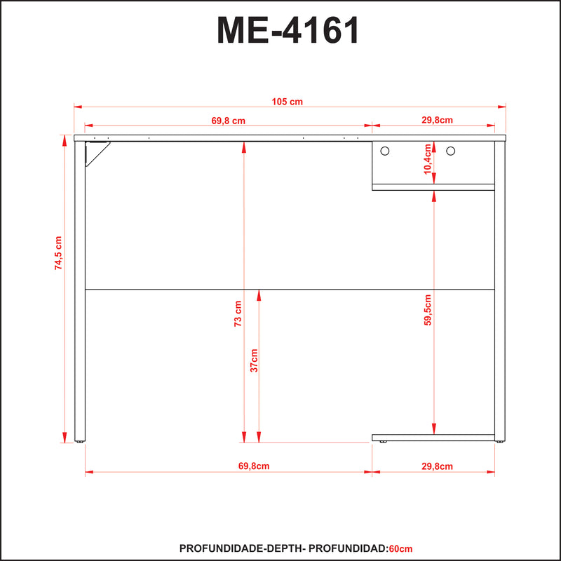 Mesa Gamer ME4161 Preto/Vermelho