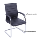 CADEIRA FLAVIA FIXA BAIXA EM PU PRETA BASE CROMADA