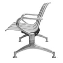 LONGARINA LARA 4 LUGARES CINZA ESTRUTURA CROMADA