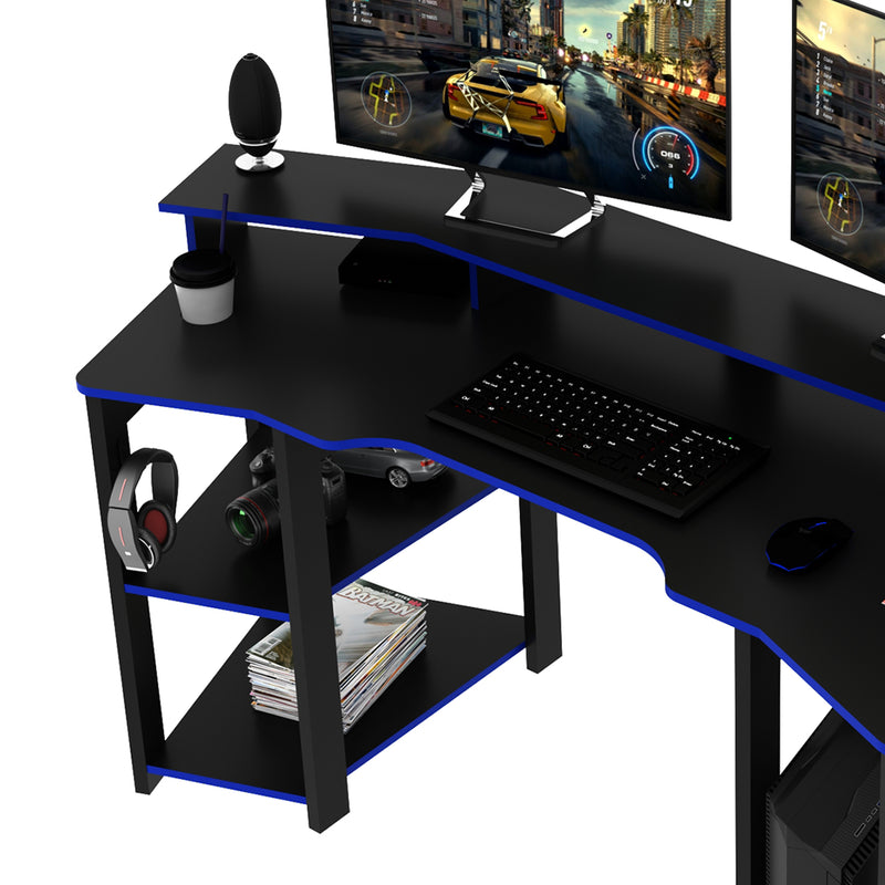 Mesa Gamer Cockpit ME4167 Preto/Azul