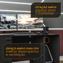 Mesa Gamer e Escritório Home MDP Preto BP XT Racer Logo Prata