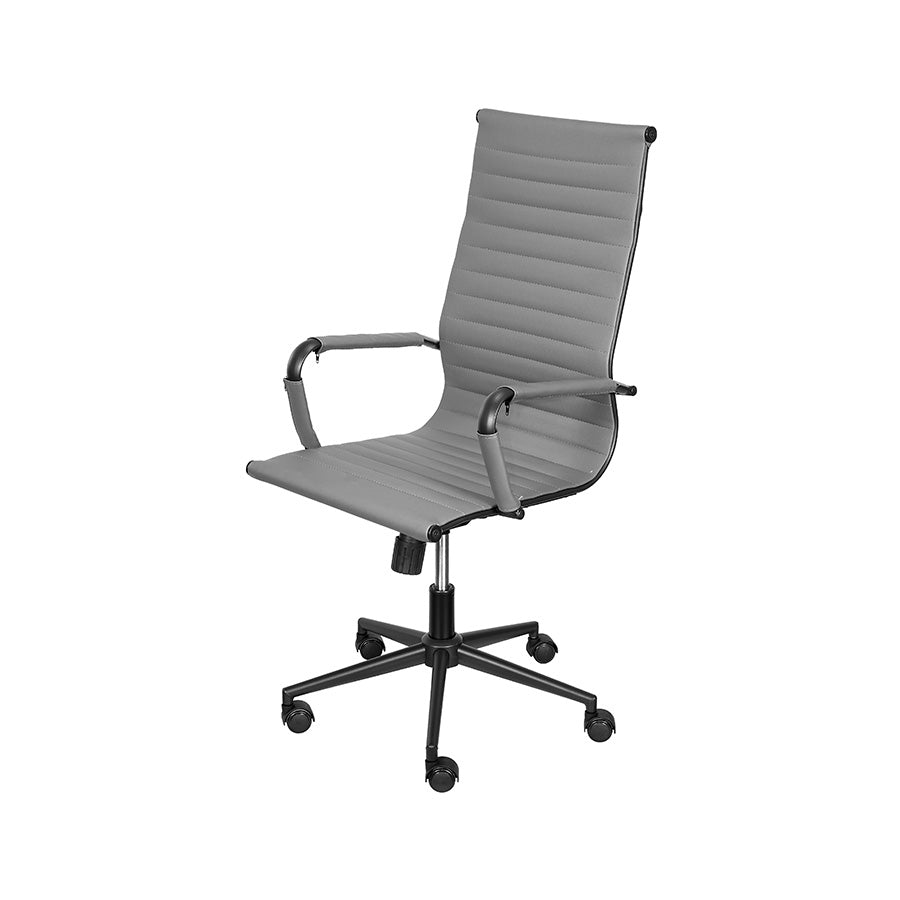 Cadeira Eames Alta P.U Cinza Estutura Preta base rodízio