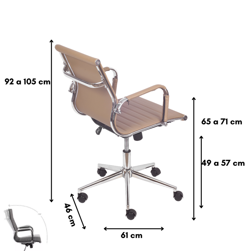 CADEIRA VT-3919 GIR BAIXA CORINO CARAMELO