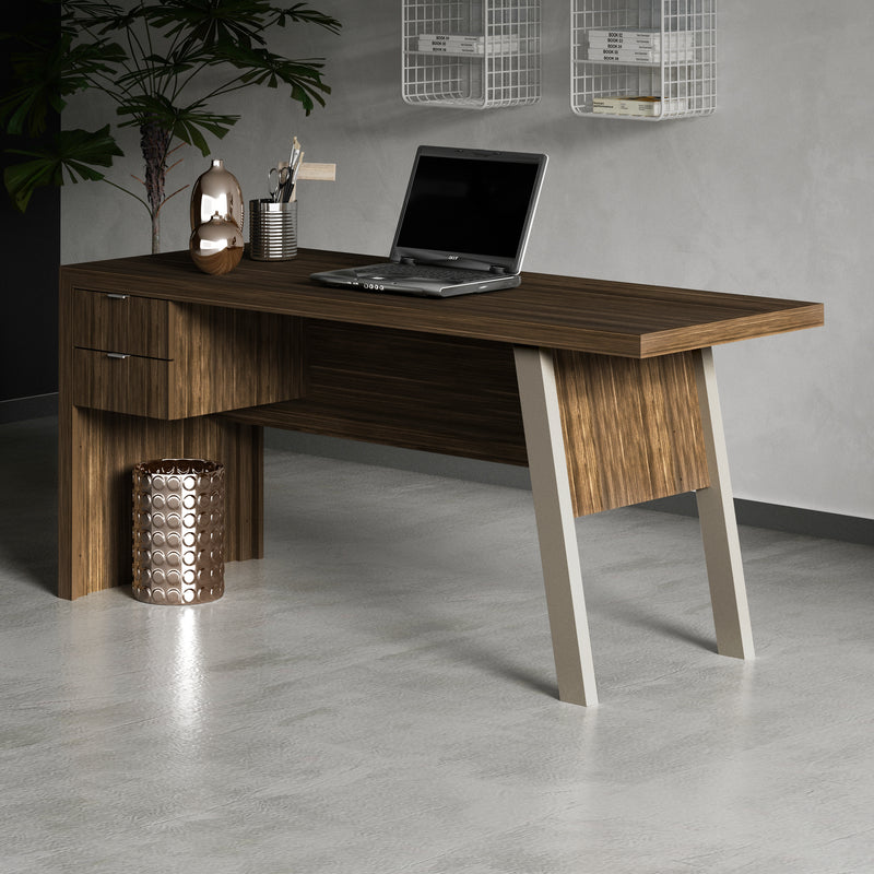 Mesa para Escritório com 2 gavetas ME4122 Nogal/Fendi