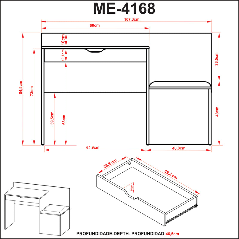 Mesa Puff ME4168 Branco