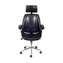 CADEIRA GENEBRA GIR ALTA RODIZIO ESTRUT. MADEIRA ACOLCHADA REVEST. P.U. PRETA