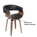 CADEIRA EMILY ESTRUT. MADEIRA ACOLCHADA REVEST. P.U. PRETA