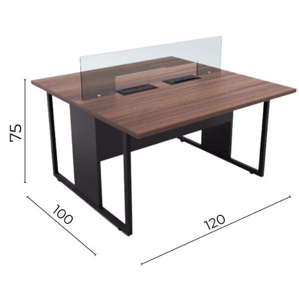 MESA PLATAFORMA ONIX INDIVIDUAL 1,20X1,20M - COR TANNAT - COM DIVISÓRIA