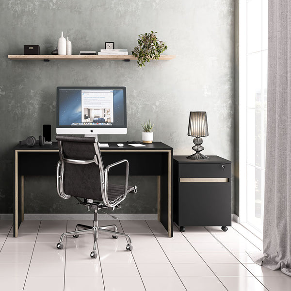 MESA LOS ANGELES 135 CM MDP PRETO UV TEX/CARVALHO CLARO FF