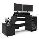 Mesa Gamer e Escritório Space Two MDP Preto BP XT Racer Logo Branco