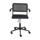 CADEIRA CLEO C/ BRACO PRETA SIMULANDO PALHA PRETA NO ENCOSTO/ ASSENTO- rodizio pintada