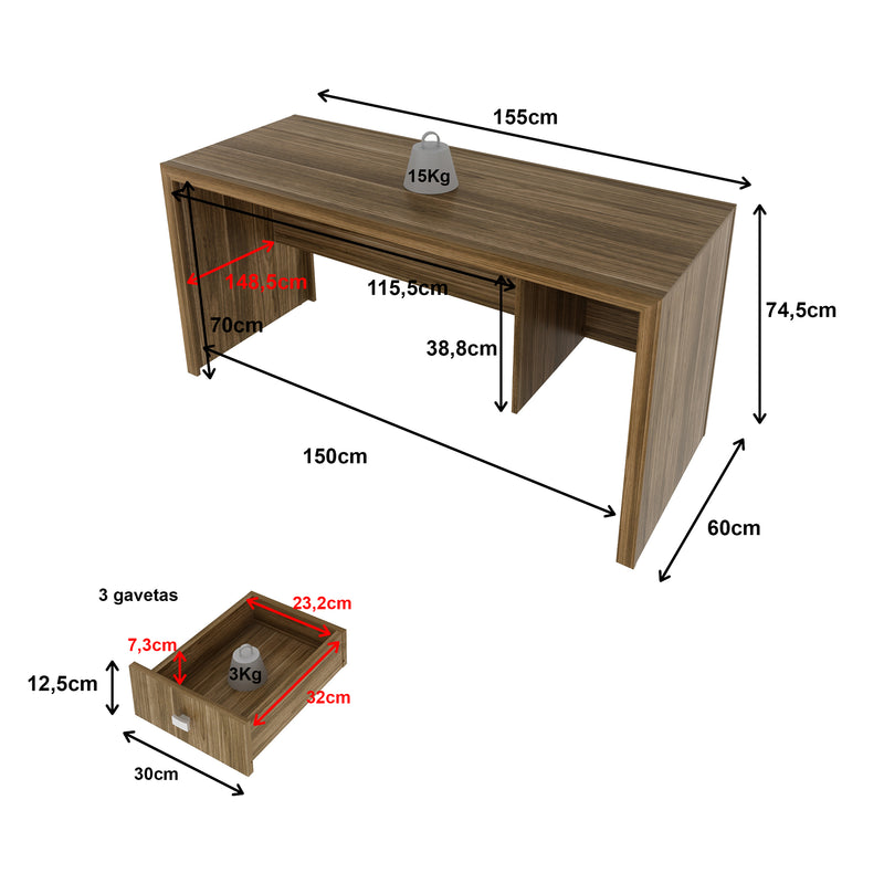 Mesa para Escritório ME4113 Nogal