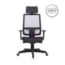 CADEIRA DE ESCRITÓRIO PRESIDENTE DE TELA COM REGULAGEM - COR PRETO