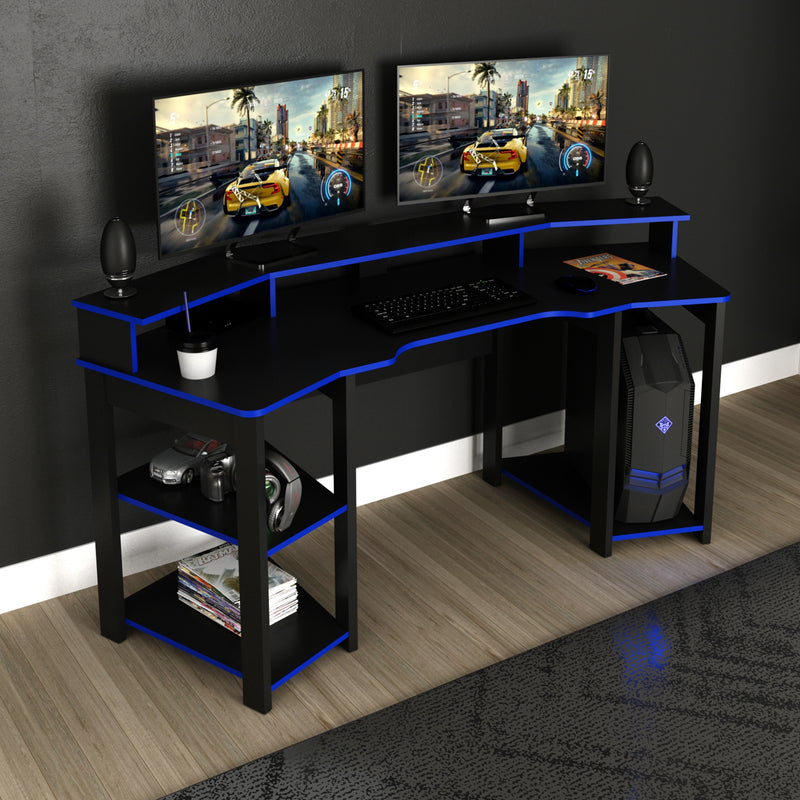 Mesa Gamer Cockpit ME4167 Preto/Azul