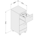 GAVETEIRO OSAKA 3GAV  MDP BRANCO UV TEX