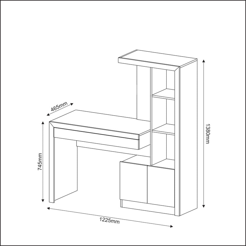 Escrivaninha Estante com 2 Portas e Gaveta ME4143 Branco