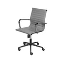 CADEIRA ESTELA DARK BAIXA PU CINZA ESTRUT PRETA B. RODIZIO