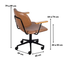 CADEIRA OFFICE MECA  EM PU CARAMELO BASE RODIZIO PRETA