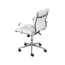 CADEIRA HANNAH BAIXA EM PU BRANCA BASE CROMADA RODÍZIO