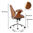 CADEIRA BETINA BAIXA RODIZIO ESTRUT. MADEIRA ACOLCHADA REVEST. P.U. CAFE