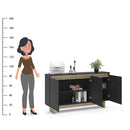 BALCAO LOS ANGELES MDP PRETO UV TEX/CARVALHO CLARO UV TEX