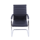 CADEIRA FLAVIA FIXA BAIXA EM PU PRETA BASE CROMADA