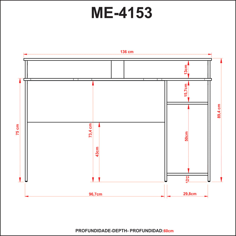 Mesa Gamer ME4153 Preto/Verde