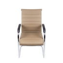 CADEIRA FLAVIA FIXA BAIXA EM PU CARAMELO BASE CROM