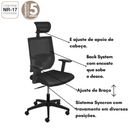 CADEIRA GARDENIA GIR ALTA TELA PRETA