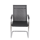 CADEIRA ROMANZA FIXA PRETA ASSENTO P.U. ENCOSTO TELA BASE CROMADA