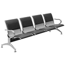 LONGARINA LARA 4 LUGARES ESTOFADA CINZA ESTRUTURA CROMADA