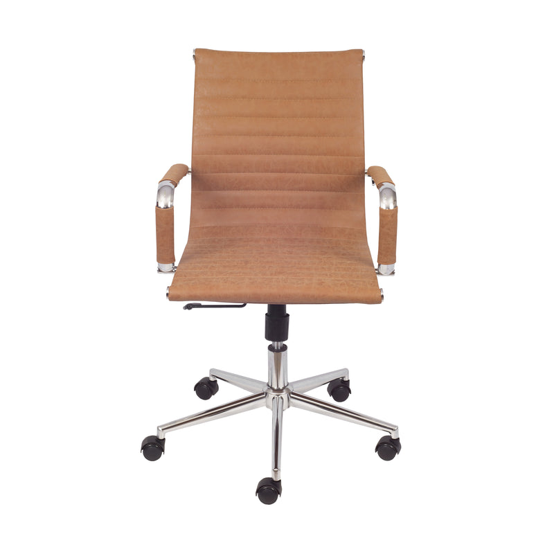 CADEIRA EAMES GIR BAIXA CORINO RETRO CARAMELO BASE CROM