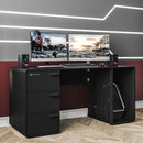 Mesa Gamer e Escritório Home MDP Preto BP XT Racer Logo Prata