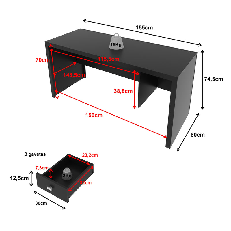 Mesa para Escritório ME4113 Preto