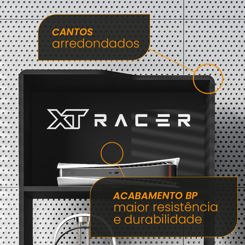 Estante Gamer e Escritório Force Two MDP Preto BP XT Racer Logo Branco