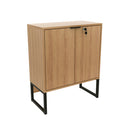 Balcão para Escritório com Chave ME4154 Amêndoa/Preto