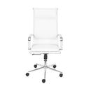 CADEIRA HANNAH ALTA EM PU BRANCA BASE CROMADA RODÍZIO