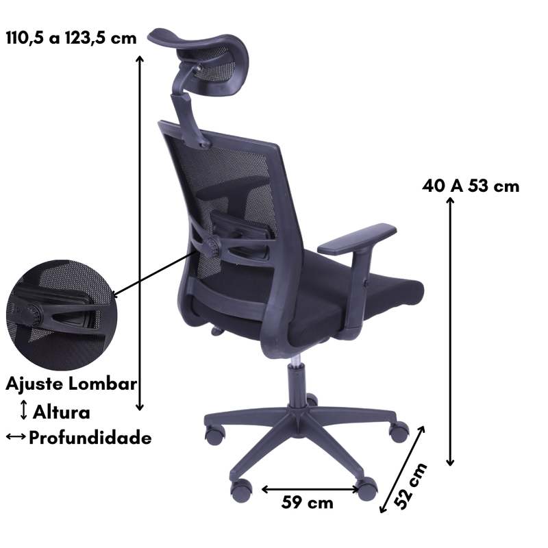 CADEIRA VT-3907 COM ENCOSTO DE CABECA