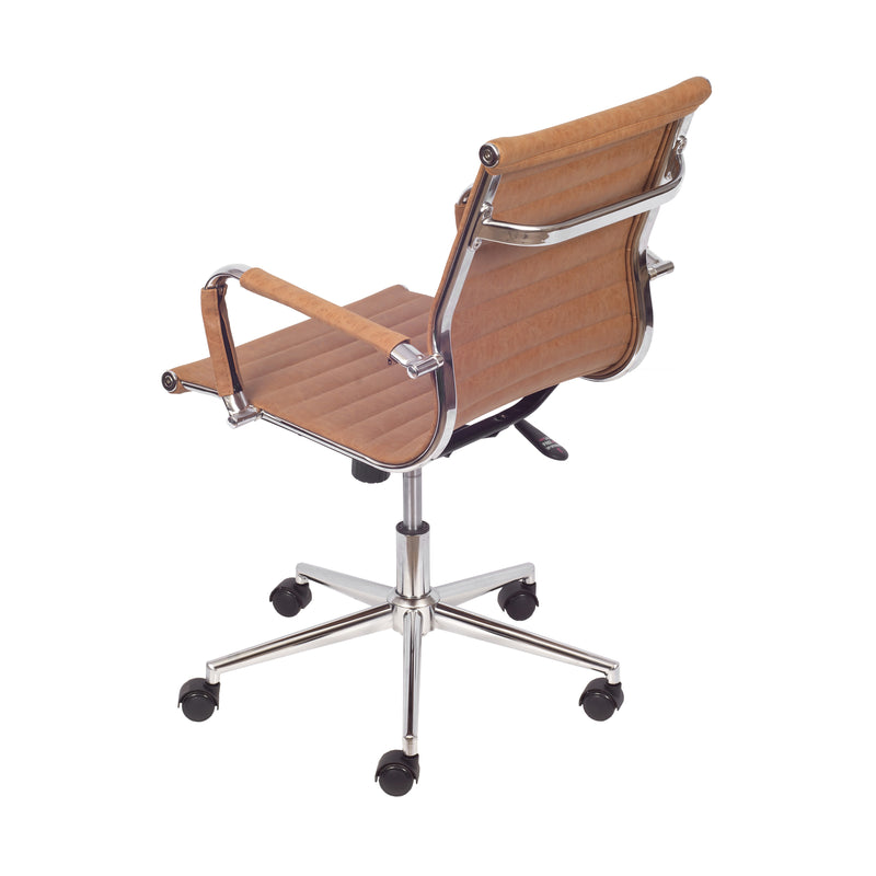 CADEIRA EAMES GIR BAIXA CORINO RETRO CARAMELO BASE CROM