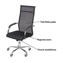 CADEIRA ROMANZA GIR ALTA PRETA ASSENTO P.U. ENCOSTO TELA BASE CROM