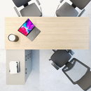 MESA EM L 1,80X1,50M COM ARMÁRIO E GAVETEIRO – COR CARVALHO HANOVER