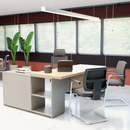 Mesa Em L 1,80 X1,50M Com Armário E Gaveteiro – Lado Direito – Cor Carvalho Hanover
