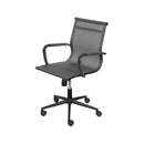 CADEIRA TELMA BAIXA CINZA ESTUTURA PRETA BASE RODIZIO