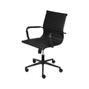 CADEIRA ESTELA DARK BAIXA PU PRETA, ESTRUT. PRETA B. RODIZIO