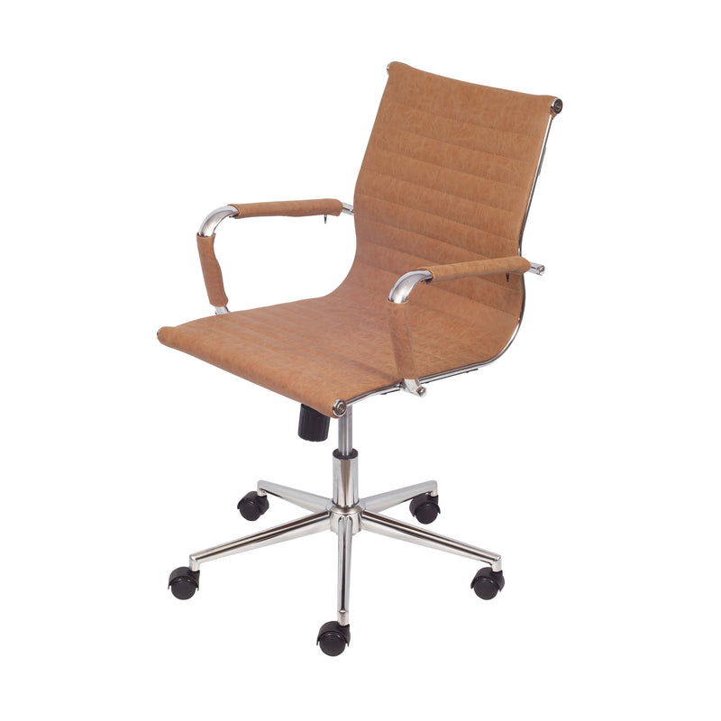 CADEIRA EAMES GIR BAIXA CORINO RETRO CARAMELO BASE CROM