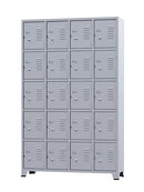 ROUPEIRO DE AÇO CINZA CRISTAL LISO COM PORTA ETIQUETA E 20 PORTAS INDIVIDUAIS