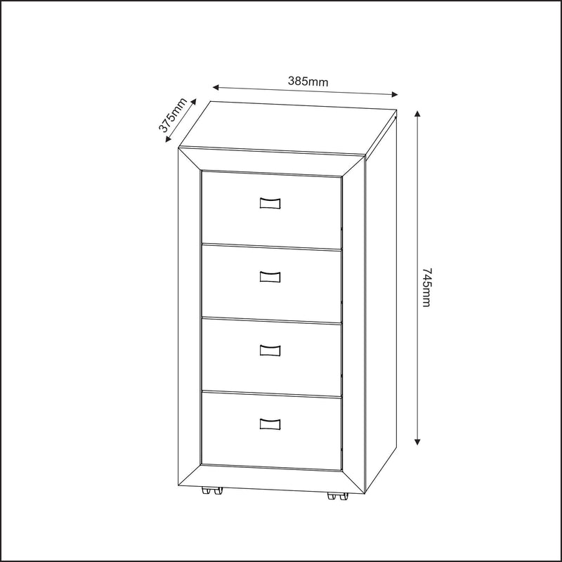 Gaveteiro com 4 Gavetas ME4133 Nogal